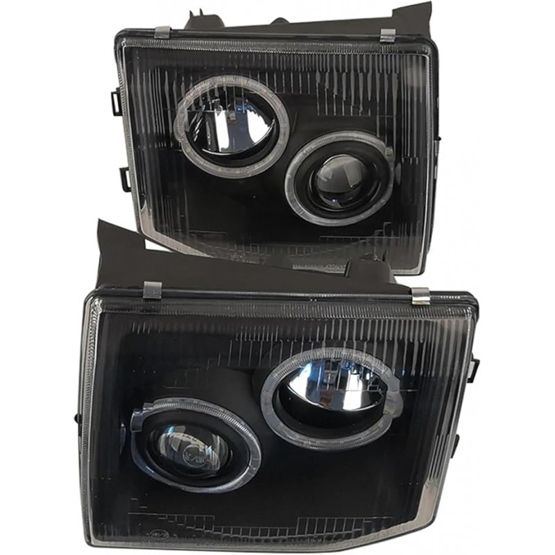 Car Modified Black LED Angel Eye Lens Headlight Far and Near Light Compatible With Pajero V31 V32 1992 1993 1994 1995 96, GUOJIAN168MALL