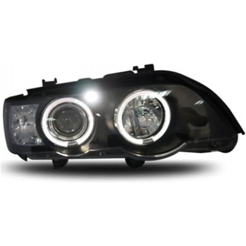 Modified LED Angel Eyes Aperture Lens Headlight Assembly Compatible With BMW X5 E53 1998 1999 2000 2001 2002 2003 2pcs, GUOJIAN168MALL